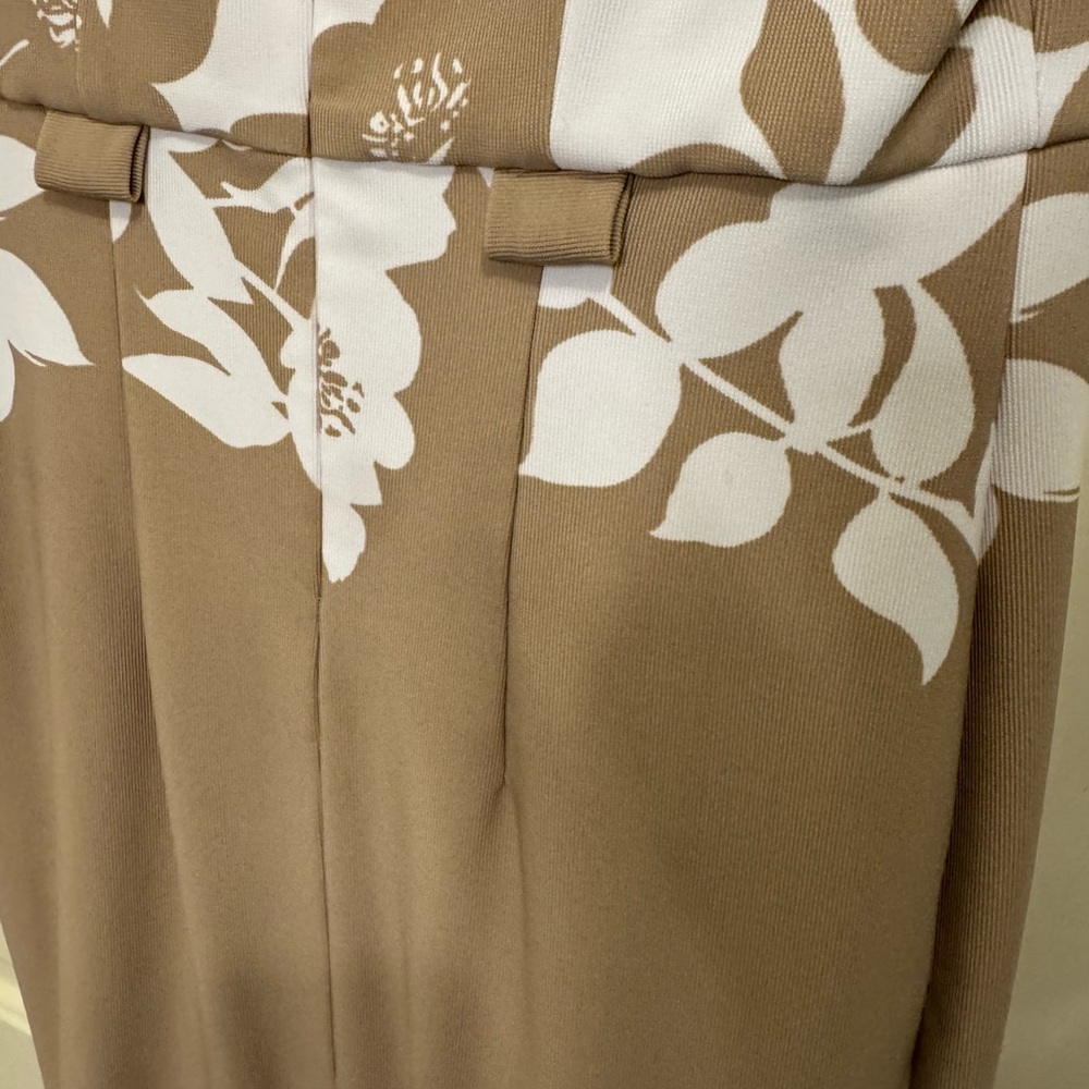 Connected Apparel White and Tan Floral Midi Dress - Picture 3 of 5